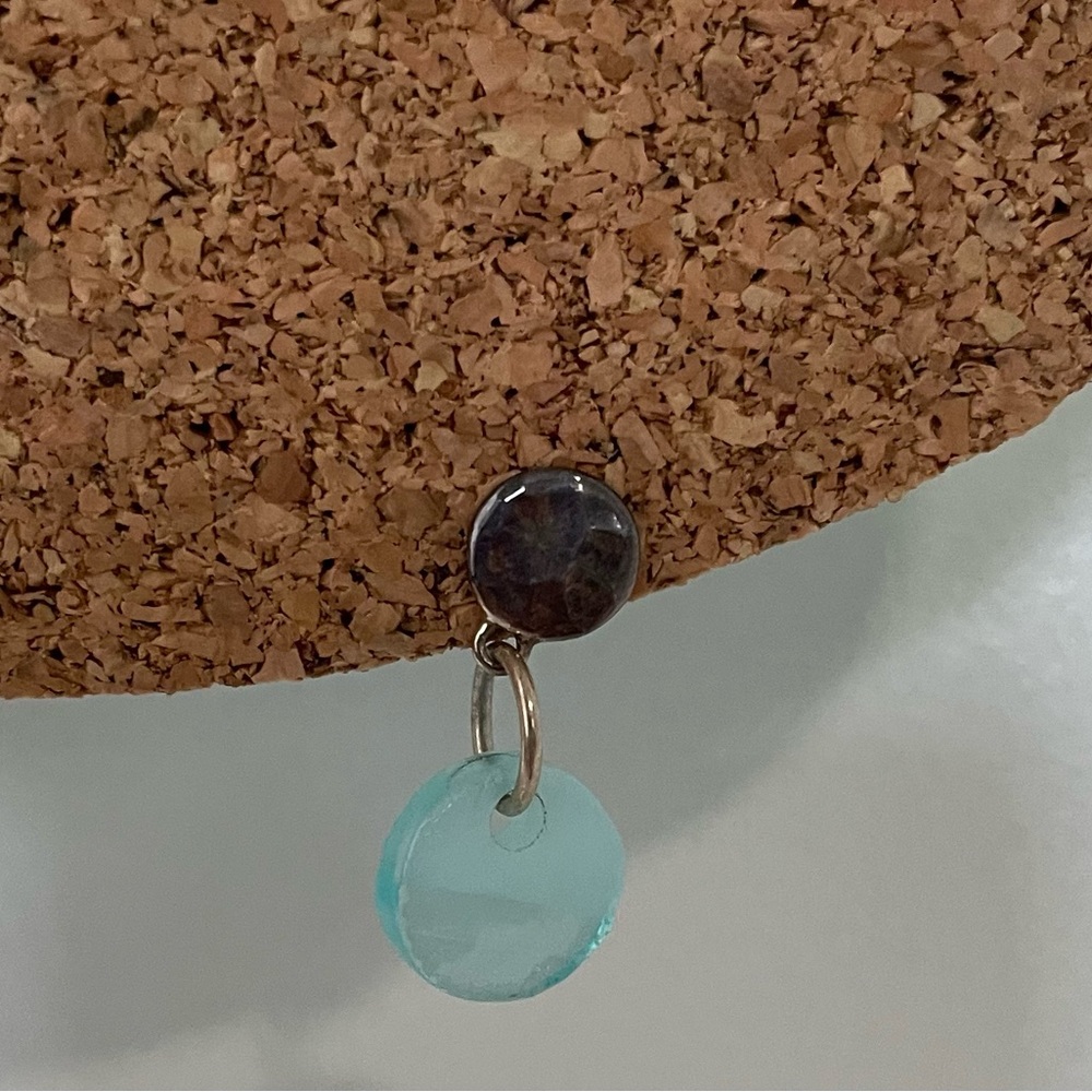 Blue bead and silver earrings